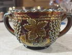 Vintage Northward Electric Purple Carnival Glass 4” Sugar Bowl Grape Pattern