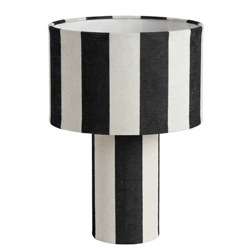Tischleuchte Nuvio 1-flammig Schwarz Metall Leinen Wohnzimmerlampe Design 37cm - Bild 4 von 12