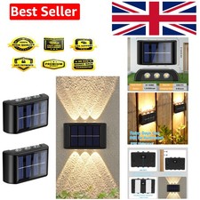 2 Pack Solar Wall Lights, Waterproof Adjustable Outdoor LED Lamps with 6 Warm...
