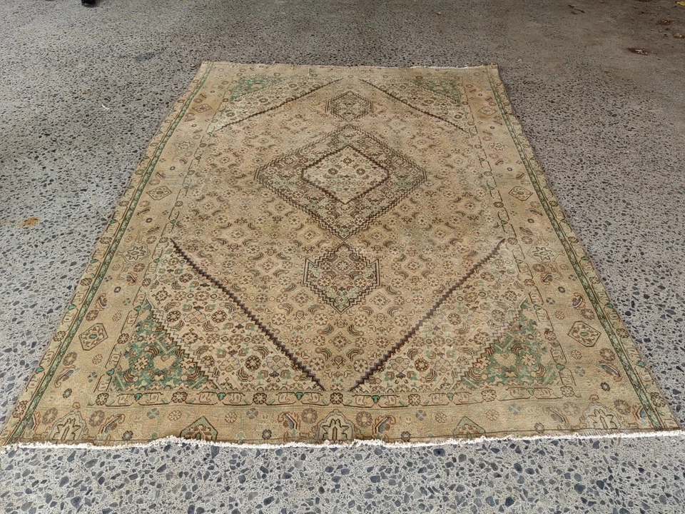 Large Faded Vintage Turkish Hand Knotted Oushak Tribal Wool Area Rug - image 3 of 4