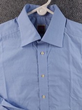 Eton Cotton 15.5 Check French Cuff Blue Button Up Shirt Mens Work Long Sleeve