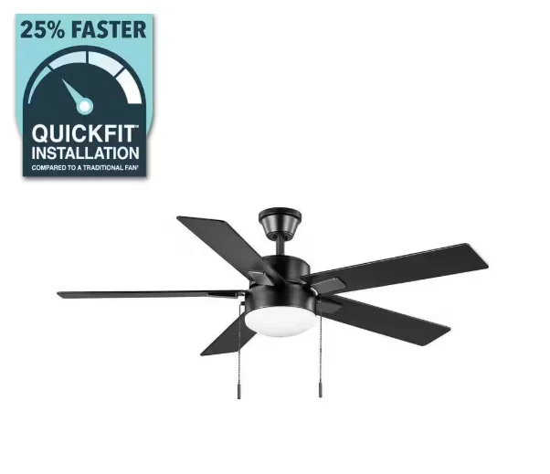 Hampton Bay 52 in. Corwin Indoor/Outdoor Matte Black LED Ceiling Fan with Light - Image 3 of 4
