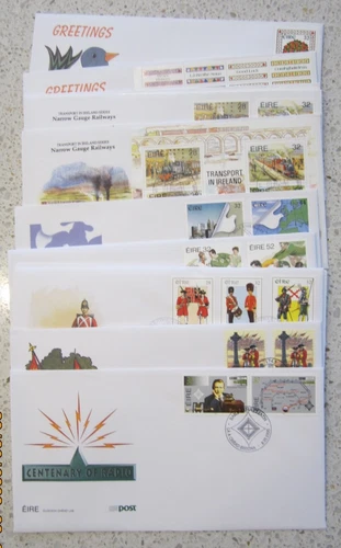 Eire - Ireland 11 First day covers 1995. Railway, Rugby, Military