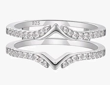 Wedding Ring Engagement Ring Stackable Cubic Zirconia Half Eternity Curved 7.5