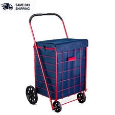 Waterproof Shopping Cart Liner - Navy Blue, Easy Attachment for Standard Carts