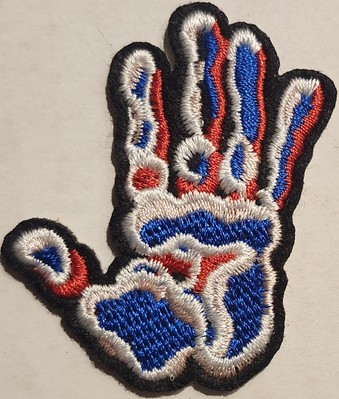 High Five Hand red white blue print psychedelic colors embroidered Iron on patch