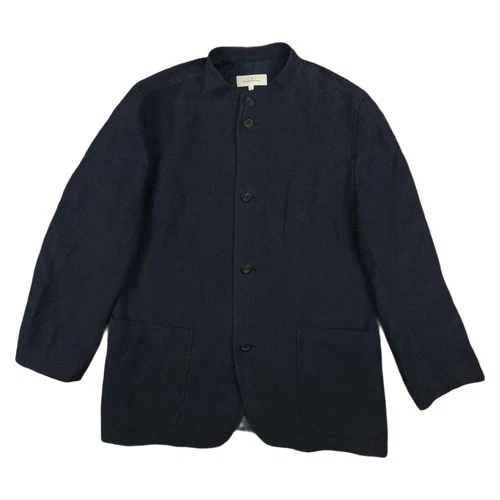 Ermenegildo Zegna Jacket Men MEDIUM Blue Button Front Textured Mandarin Collar M