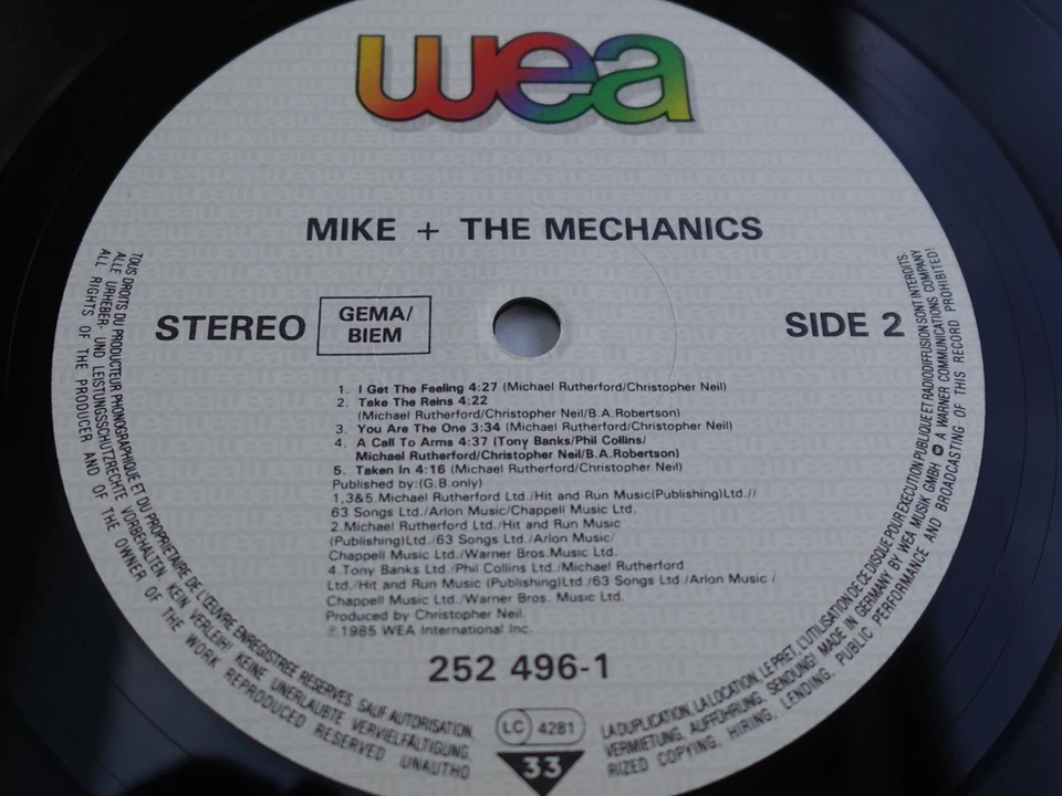 Mike & The Mechanics SELF TITLED 1985 UK/EU DEBUT LP 1st Press PLAYS MINT HEAR - Image 3 of 4