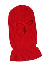 Vintage USA Made Ski Mask Knit Snowmobile Facemask Hat Stocking Cap Red