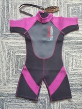 NEW Nalu Wavewear Youth Girl's Black/Pink/Gray Shorty Wetsuit-Size 30" Chest-NWT