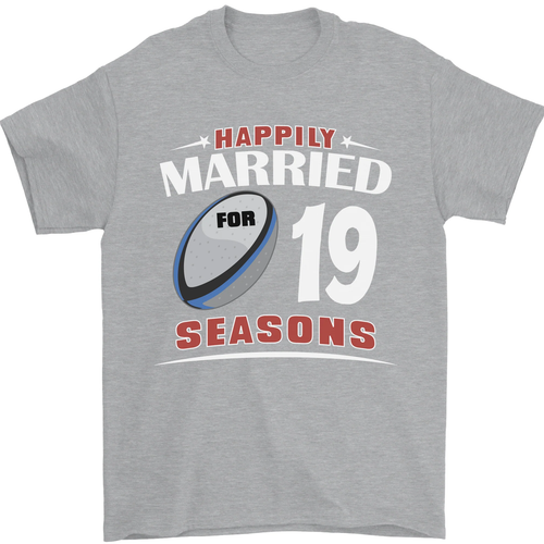 19 Year Wedding Anniversary 19th Rugby Mens T-Shirt 100% Cotton - Picture 84 of 85