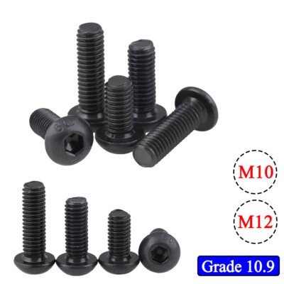 M10 M12 Hex Socket Button Head Screws Bolts 16mm-100mm Grade 10.9 Steel DIN 7380