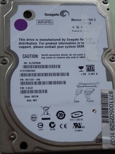120GB Seagate ST9120822AS SN: 5LZ | FW: 3ALB | PN: 9S1133-196 | WU PCB:100398689