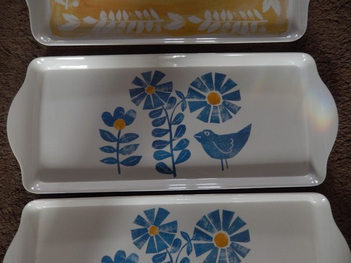 3 Vtg Dansk Designs Melamine Plastic Rectangular Snack Serving Trays Platters - Picture 4 of 15