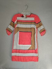 MNG Mango Womens Dress 2 Multicolor Geometric Round Neck 3/4 Sleeve Pullover