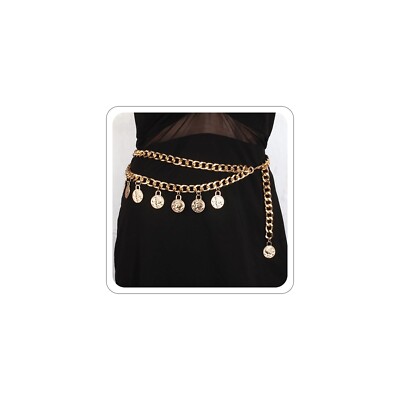 Pirate Waist Chain Gold Chain Belt for Dress Women Coin Pearl Sunflower 