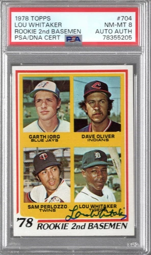 1978 TOPPS #704 LOU WHITAKER RC TIGERS HOF PSA 8 AUTO