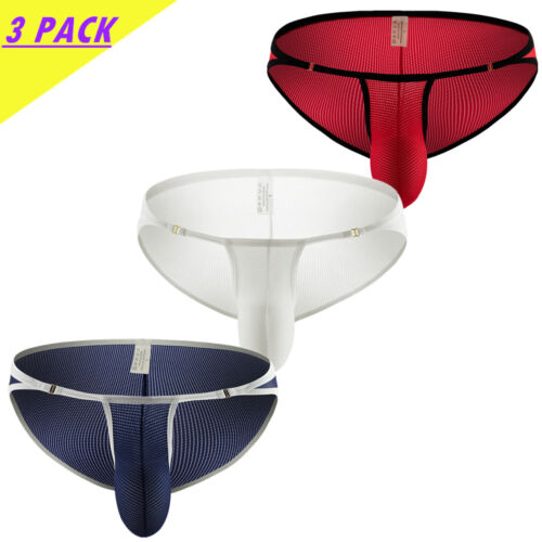 3/5Pack Men Briefs Sexy Underwear Underpants U Pouch Shorts High Cut Thong M-2XL - Picture 7 of 20