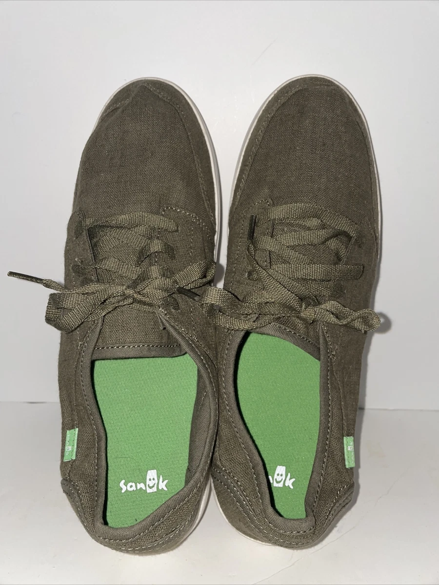 Mens Sanuk 1106778 Vagabond Lace Olive Green Sneakers Casual. Size 14