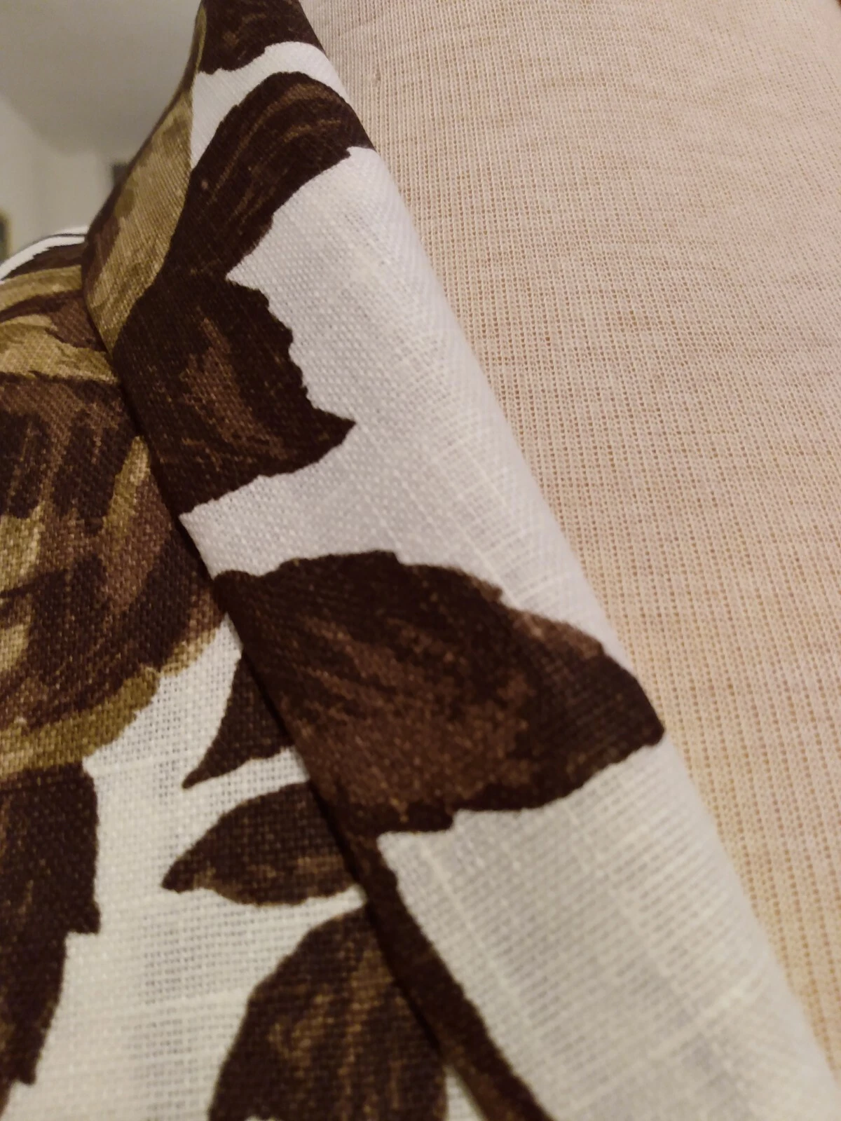 OFF WHITE ABITI ESTIVI 4YDS CHIC ED ELEGANTI BIANCO SPORCO MARRONE RICCO LINO FLOREALE COTONE