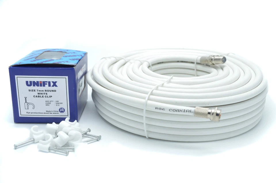 SB 30M Metros Blanco RG6 Cable Coaxial Freesat Plomo para Sky Plus HD TV Coaxial