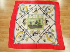 Vtg PHAETON MAIL BUGGY DOG CART COUPE SILK CHARRETTE ANGLAISE Square Scarf 34"