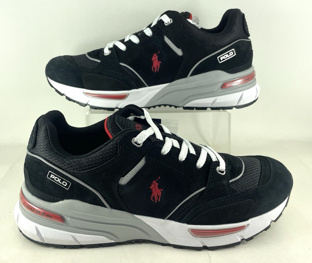 Polo Ralph Lauren Trackster 250 Trainers Black/Red-ALL SIZES-Genuine-RRP £145 image 6