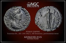 NGC Ch VF ROMAN COINS FAUSTINA Sr. AD 138-140/1. AR Denarius. A1067