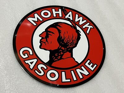 12in Mohawk indian Gasoline Motor Oil Vintage Style Heavy Steel Sign | eBay