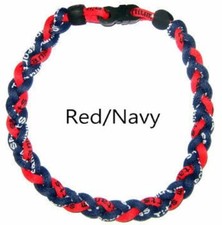 3 Rope Tornado Twist Braided Baseball Softball Necklace 18" 20" Red Navy Blue