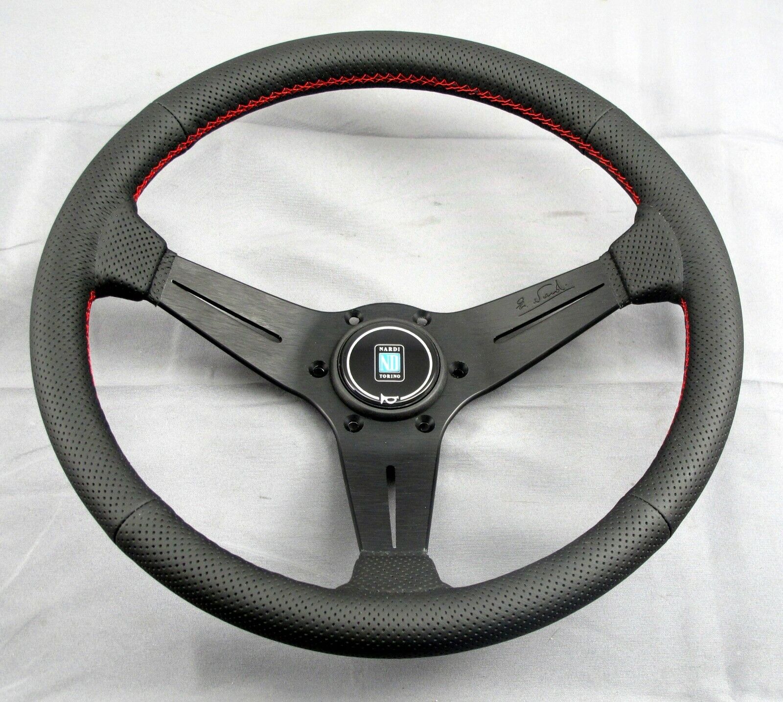 Nardi Steering Wheel Deep Dish Corn Racing 350mm Black Perf Leather Type A  Horn