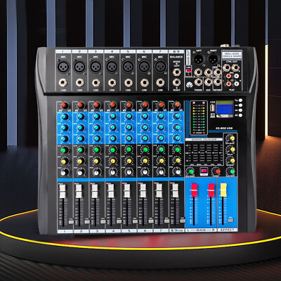 8 Channel Professional Bluetooth Live Studio Audio Mixer USB Mixing Console
