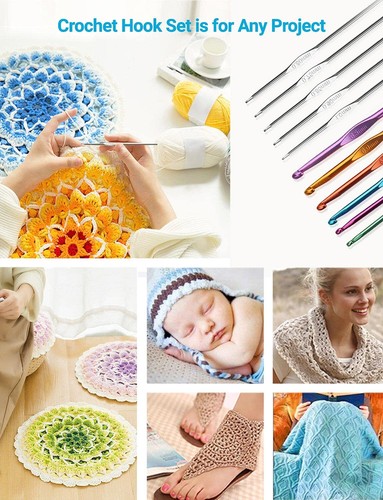 Kit de Crochet Agujas para tejer Set Ganchos accessorios 100pcs - Picture 6 of 9