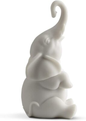 4'' Good Luck Elephant with Raised Trunk Figurine  Sculpture Statue White Color 