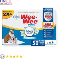 Odor Control Dog Training Pads W/ Febreze Freshness 50ct Leak-Proof Protection