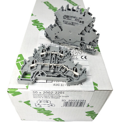 50pcs/1Box For WAGO 2002-2201 NEW Double-Deck Terminal Block DIN Rail Grey