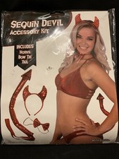 Sequin Devil Accessory Kit Includes Horns, Tie, Tail And Bow