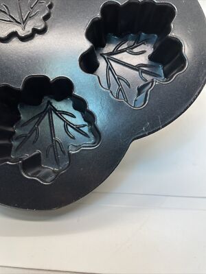 Nordic Ware Maple Leaf Muffin Pan Cast Aluminum 6 Cups Non-Stick