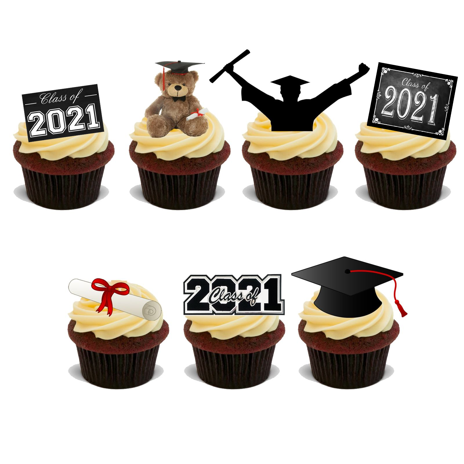 GRADUATION STANDUP MIX x21 Edible FLAT RICE CARD Cake Toppers D3 CONGRATULATIONS
