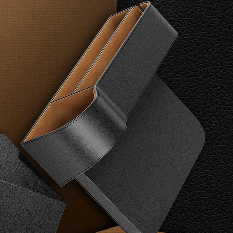 Caja de almacenamiento para automóvil organizadora soporte para cuna soporte para tazas de 2 capas accesorios de cuero PU Foto 3 de 4