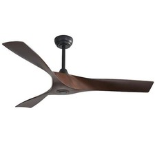 52 in. Indoor Black and Walnut 6 Speed DC Motor Farmhouse Ceiling Fan w/Remote