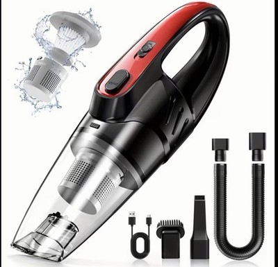 Cordless Handheld Car Vacuum Cleaner, Strong Suction, Rechargeable, Attachments