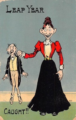 POSTKARTE COMIC SCHALTJAHR ERWISCHT ALT HAG WIMP MAN