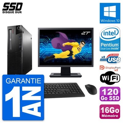 PC Lenovo M93p SFF Bildschirm 27'' Intel G3220 RAM 16GB SSD 120GB Windows 10 Wifi