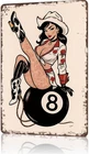 Funny Vintage Tin Metal Signs Home Décor Posters Cowgirl PinUp on 8 Ball Retro W