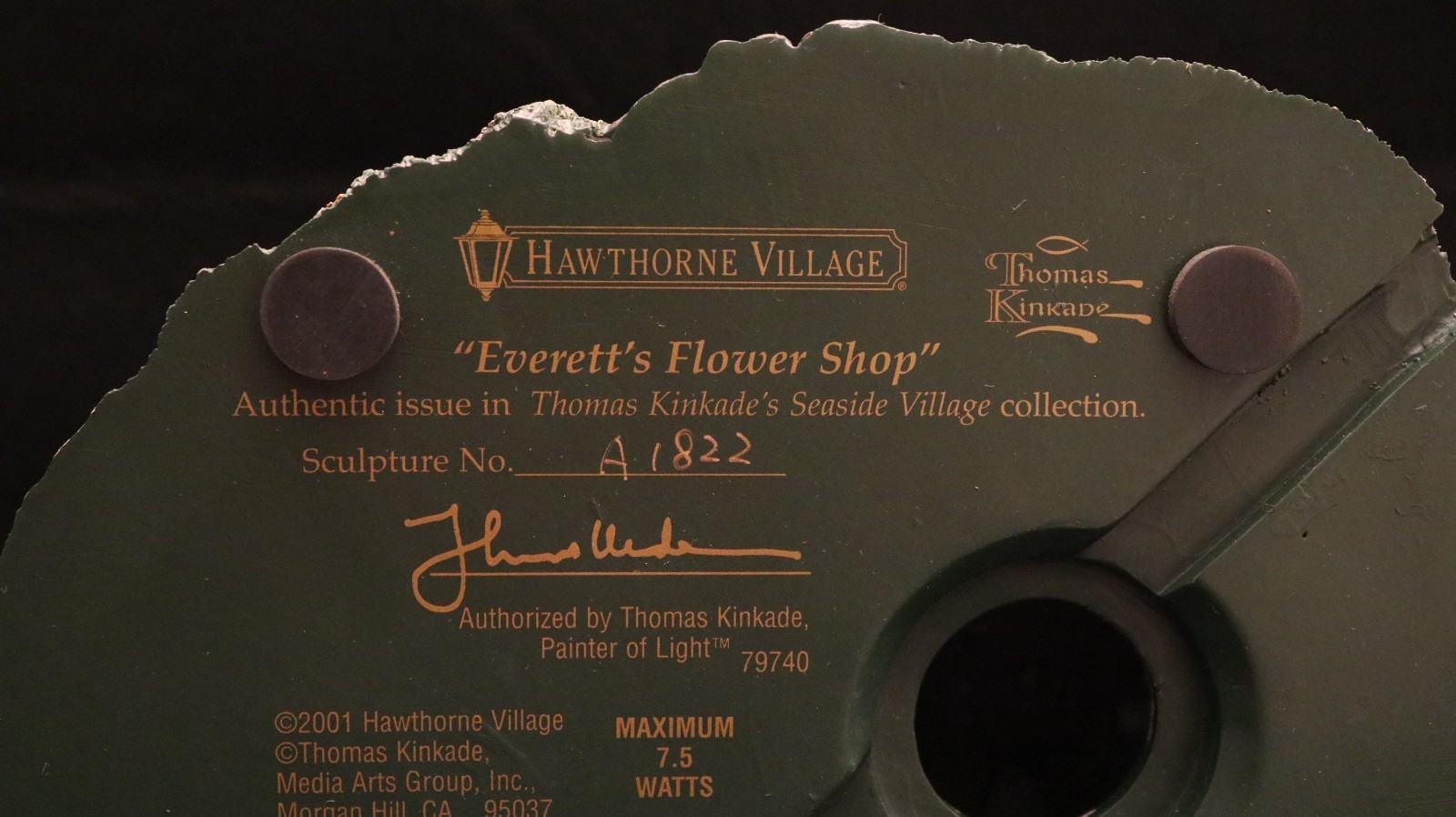 Thomas Kinkade Hawthorne Seaside Village Everett's Flower Shop w COA & Light Kit