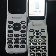  2 Doro 6520 and Dora 6620 Flip Mobile Phones Tesco Mobile 32MB Pale Rose/red