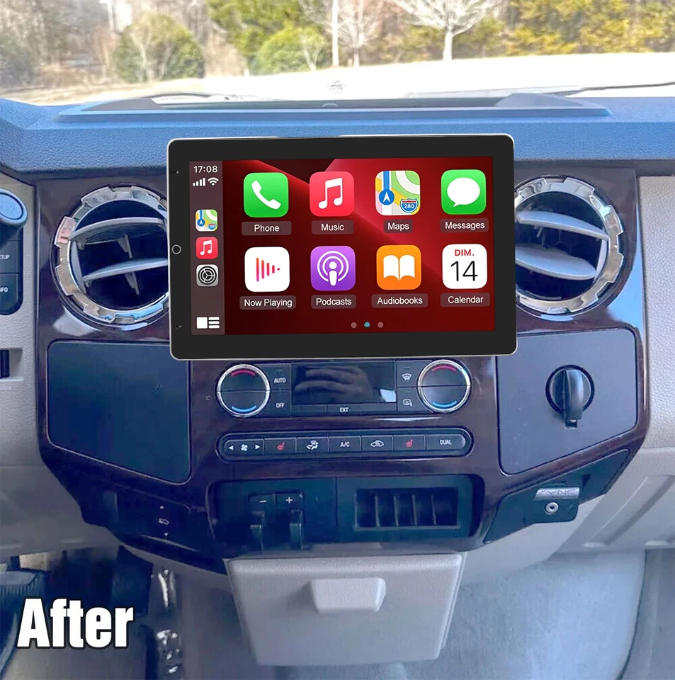 Rádio estéreo giratório CarPlay duplo din para 2006-14 Ford F-250 F-350 Super Duty - Imagem 2 de 4