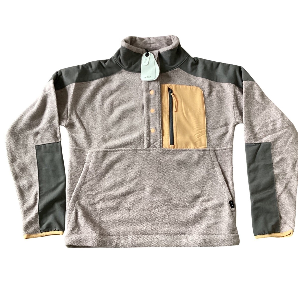 Prana Fleece Pullover Jacket Womens Small Button Up Pouch Pocket