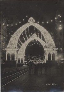1903 B&W Photo ILLUMINATED G.A.R. ARCHWAY IN SAN FRANCISCO CALIFORNIA WORDEN